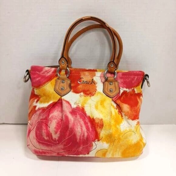 Euc Rare Coach Ashley Floral Multi-Colored Shoulder Bag/Satchel Purse - Picture 1 of 14